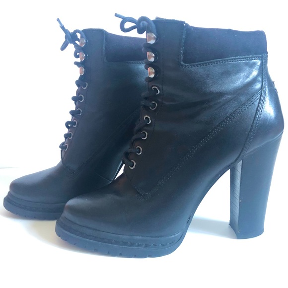 BCBGeneration Platform High Heel Leather Combat Booties - Picture 4 of 9